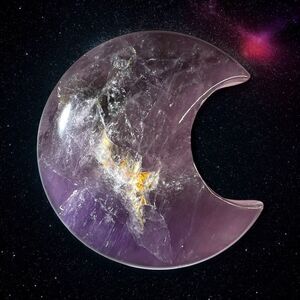 Amethyst Crystal Crescent Moon Carving Meditation‎ Stone
